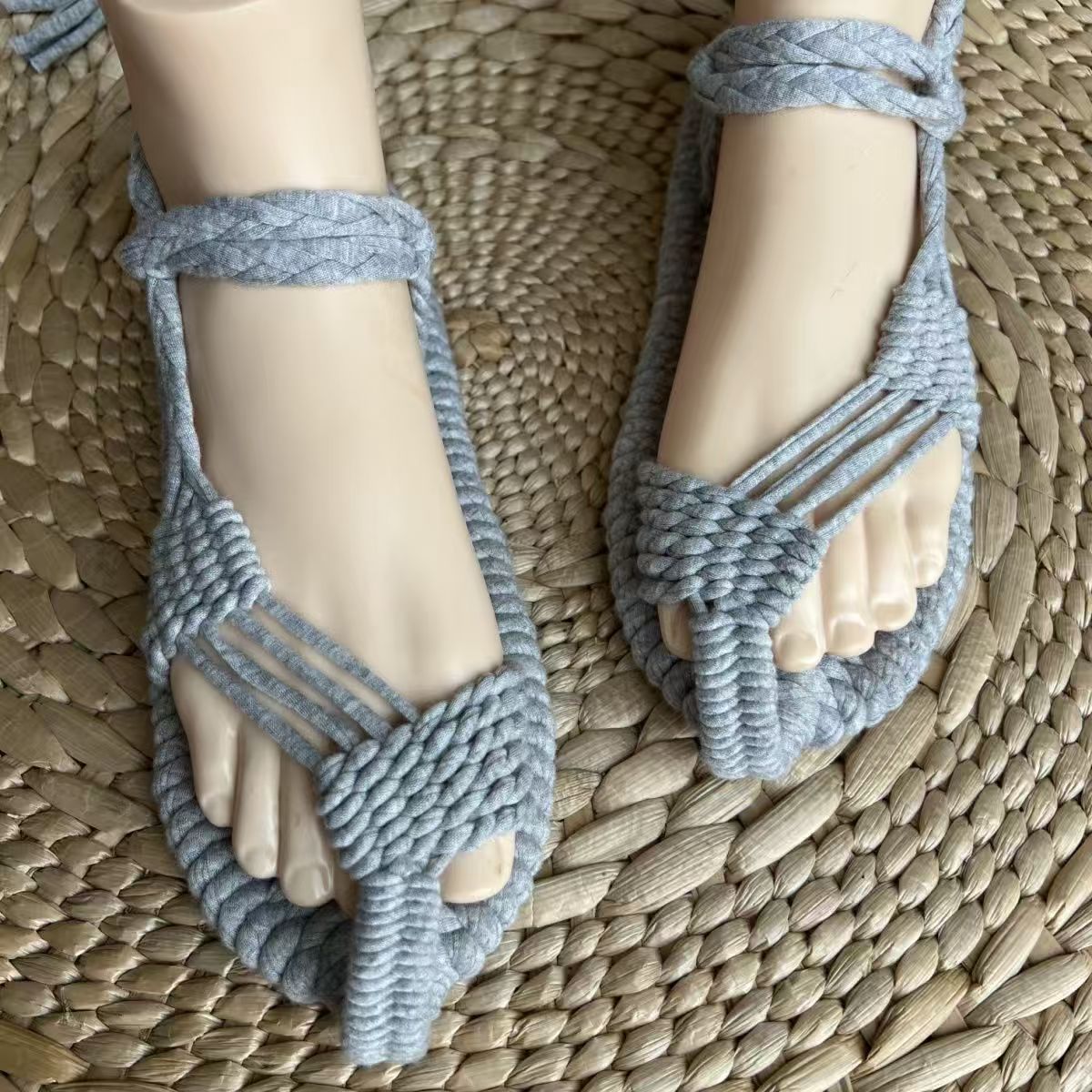 Hand-woven straw sandals