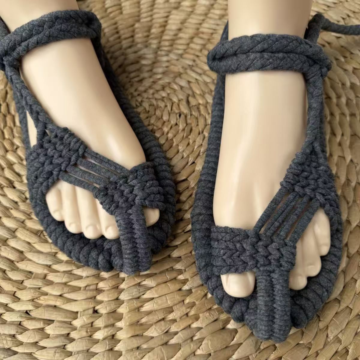 Hand-woven straw sandals