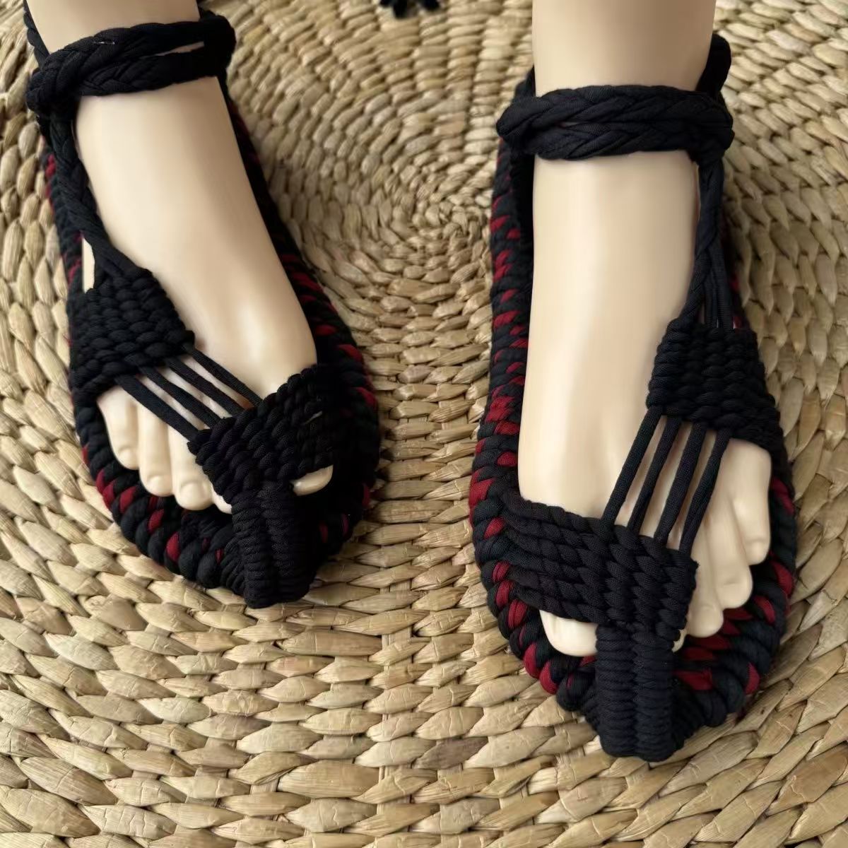 Hand-woven straw sandals